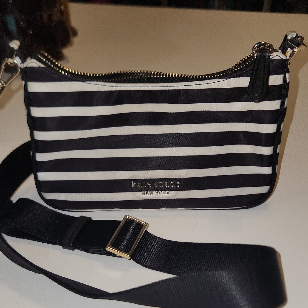 Kate Spade Black and White Nylon Crossbody Bag
